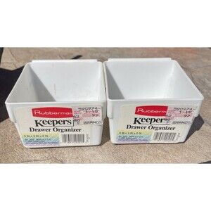 NOS Lot Vintage 1990 Rubbermaid 2910 Instant Drawer Organizer White 3x3x2 USA